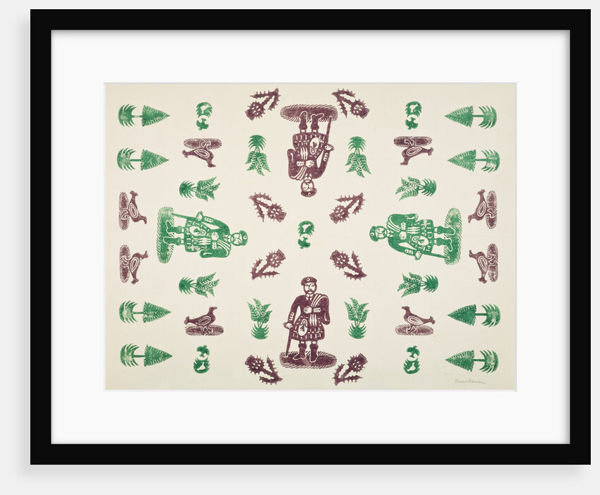 Design for Wrapping Paper (Man in Kilt and Thistle motifs) by Edward Bawden